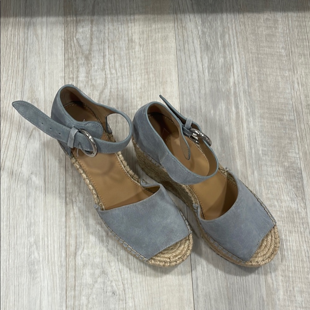 Gray Espadrille Wedge Sandals